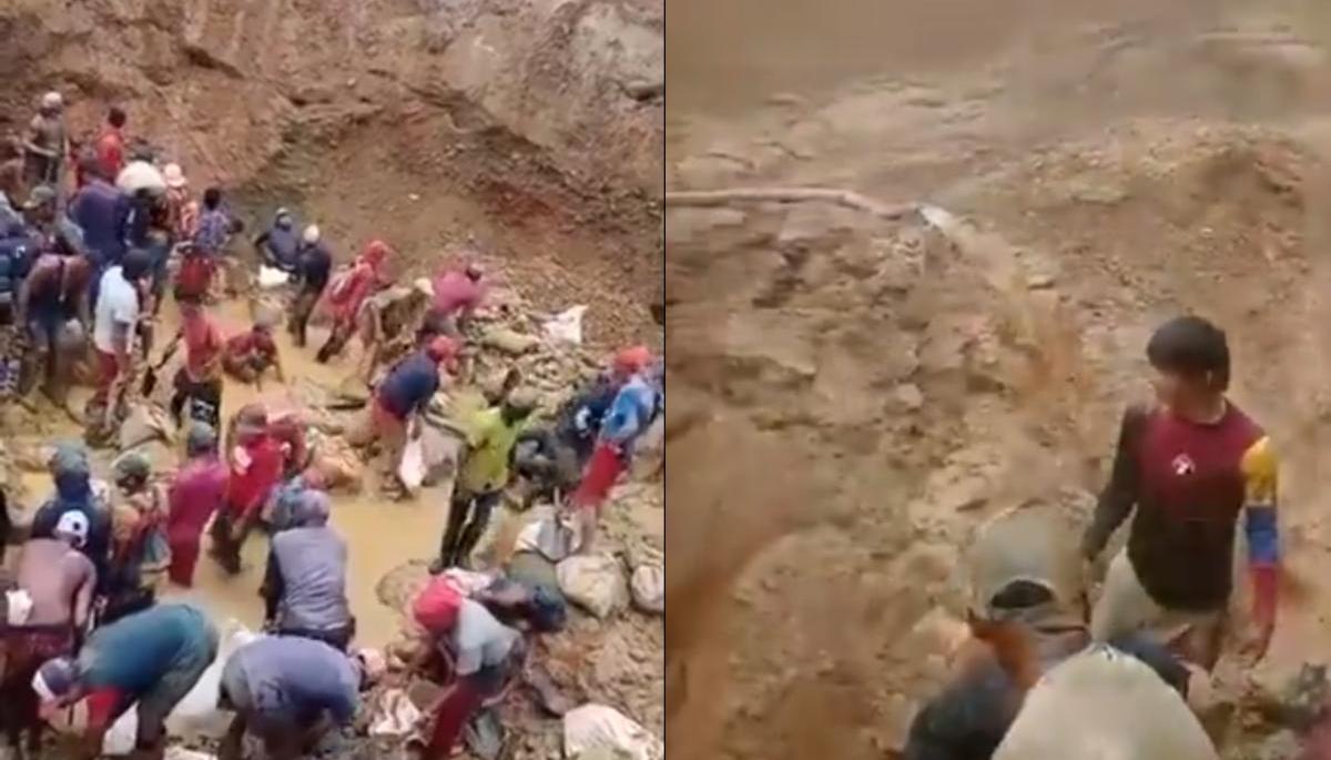 Lugar del derrumbe en mina de Venezuela. 