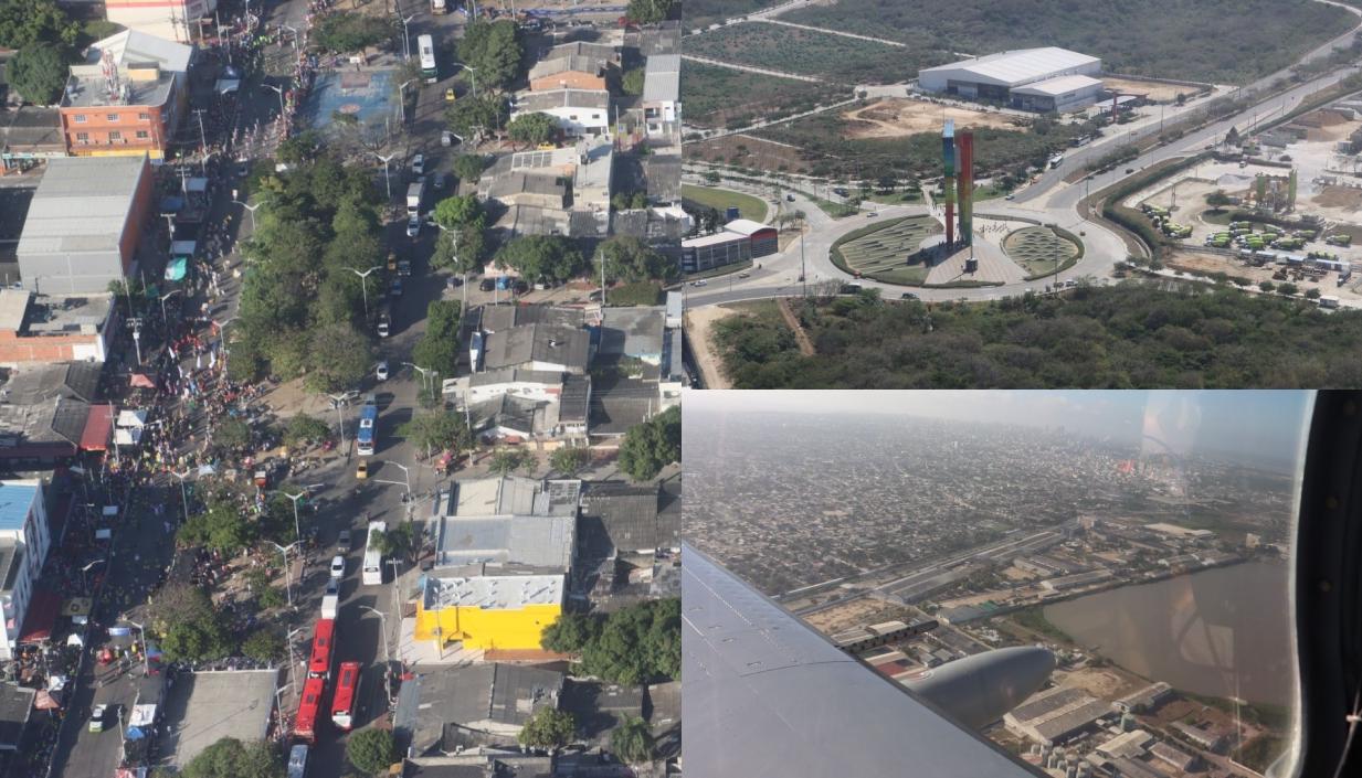 Panorámica de los eventos del Carnaval desde el aire. 