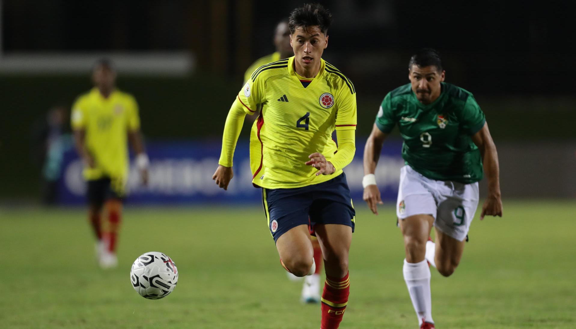Aspecto del partido entre Colombia y Bolivia. 
