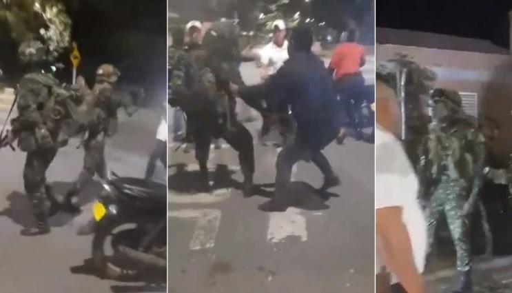 Momentos en que los militares son obligados por la poblacion civl a retirarse 