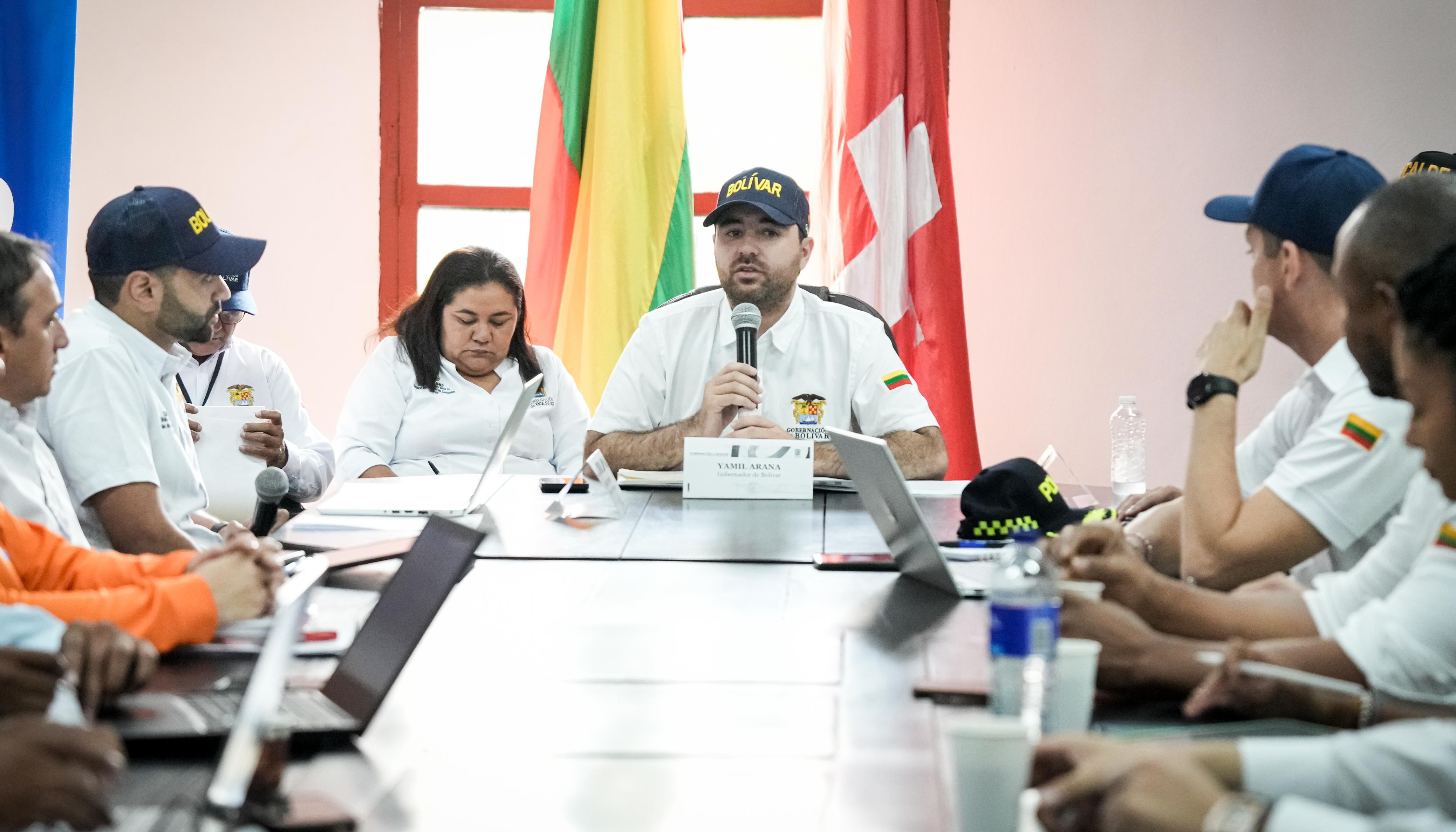 Consejo de gestión del riesgo de Bolívar que presidió el gobernador Yamil Arana