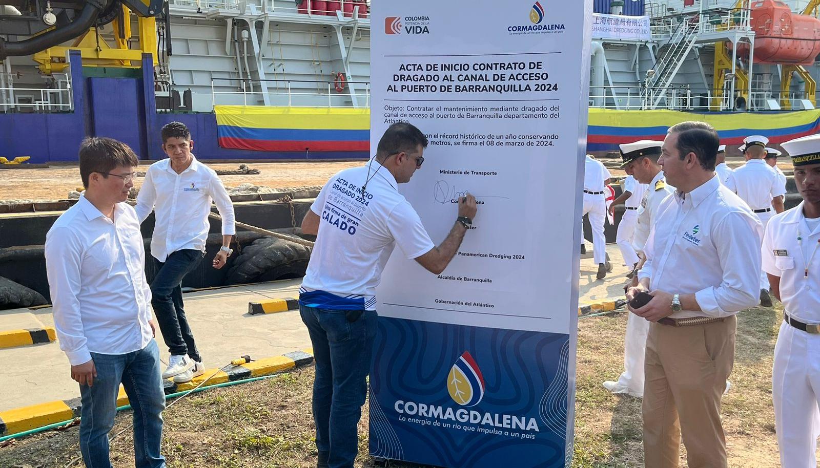 Acta de inicio de dragado en el Puerto de Barranquilla. 