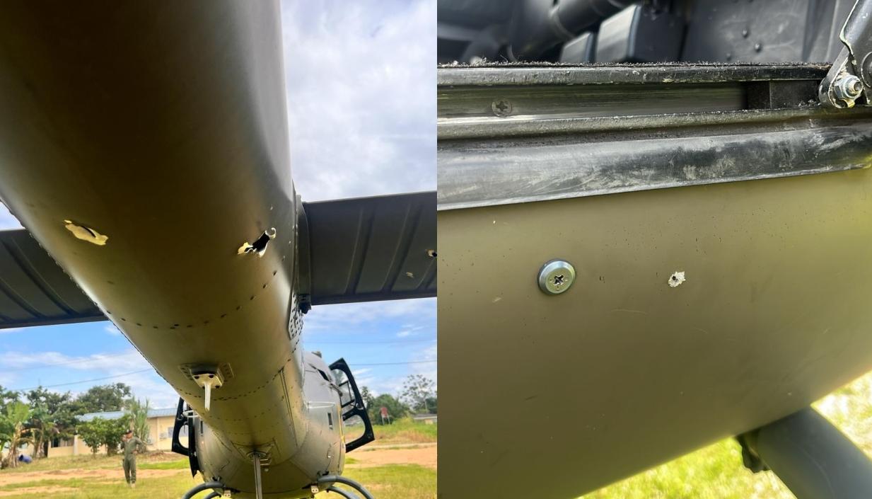 Lugar donde fue impactado el helicóptero.