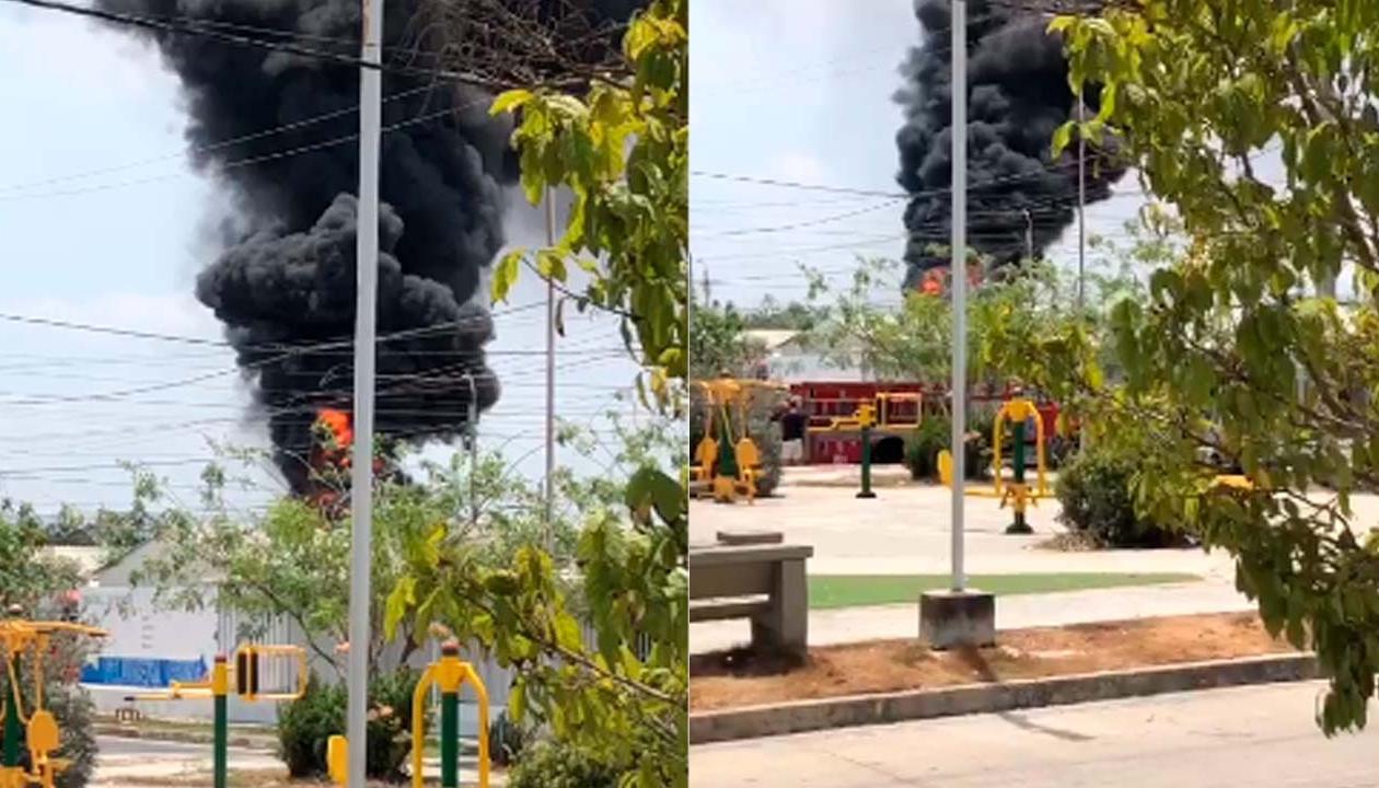 Incendio en bodega de Galapa. 