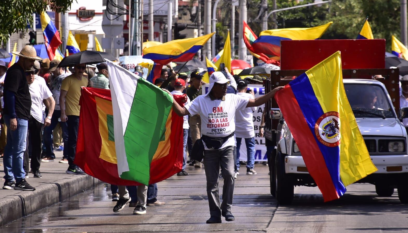 Marcha en contra del Gobierno de Gustavo Petro en Barranquilla.