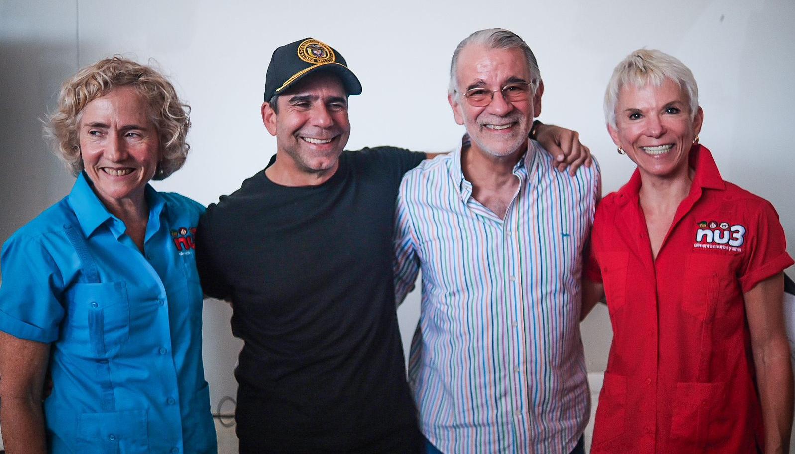 Francis Zylberblum, vicepresidenta de Nu3; el alcalde Alejandro Char, el gobernador Eduardo Verano y la presidenta de Nu3, Mónica Schaer.