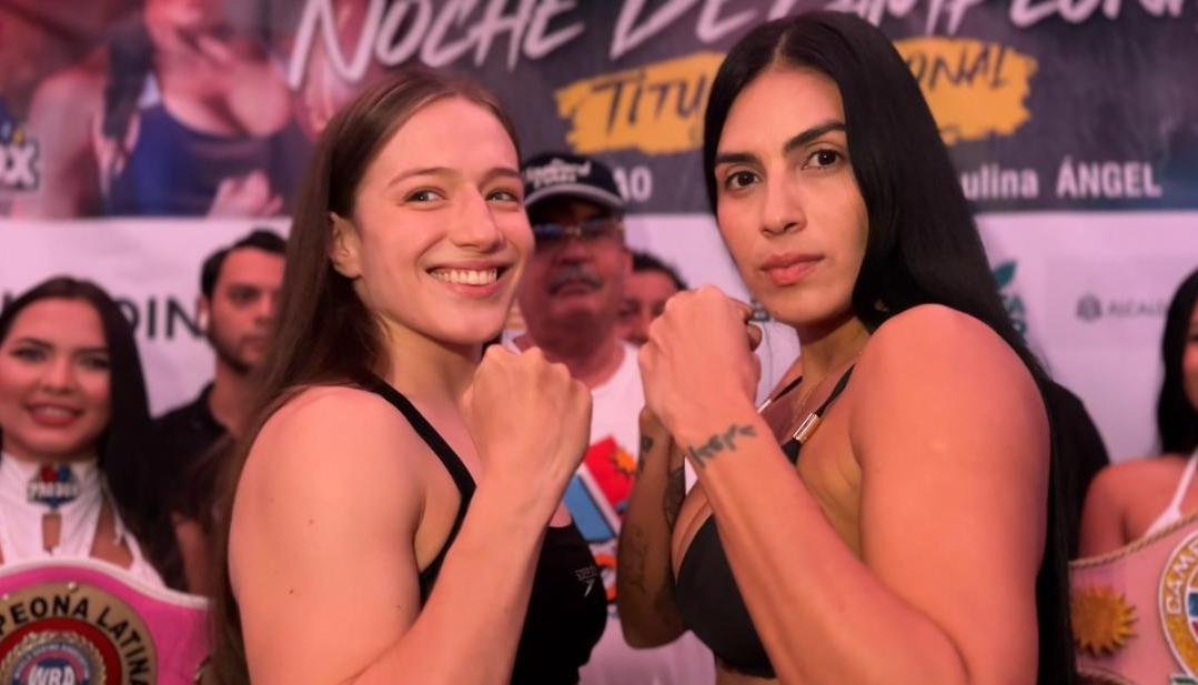 Paulina Ángel y Mónica Henao, protagonistas de la pelea estelar de la velada organizada por Probox del Caribe. 