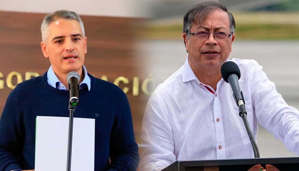 El gobernador de Antioquia, Andrés Julián Rendón, y el presidente Gustavo Petro