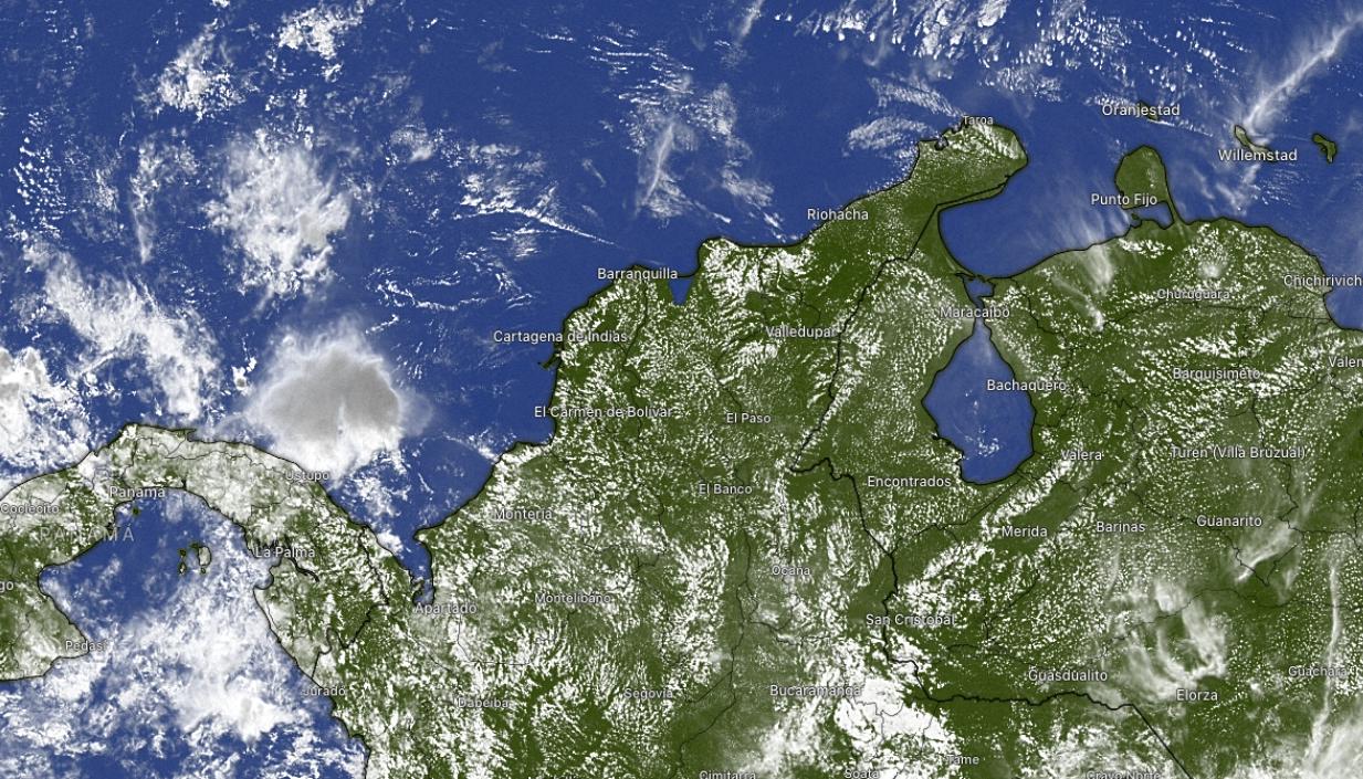 Imagen satelital de la Región Caribe colombiana. 