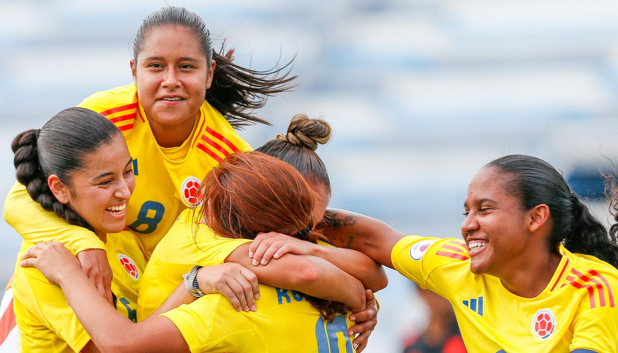 La celebración de las jugadoras colombianas.