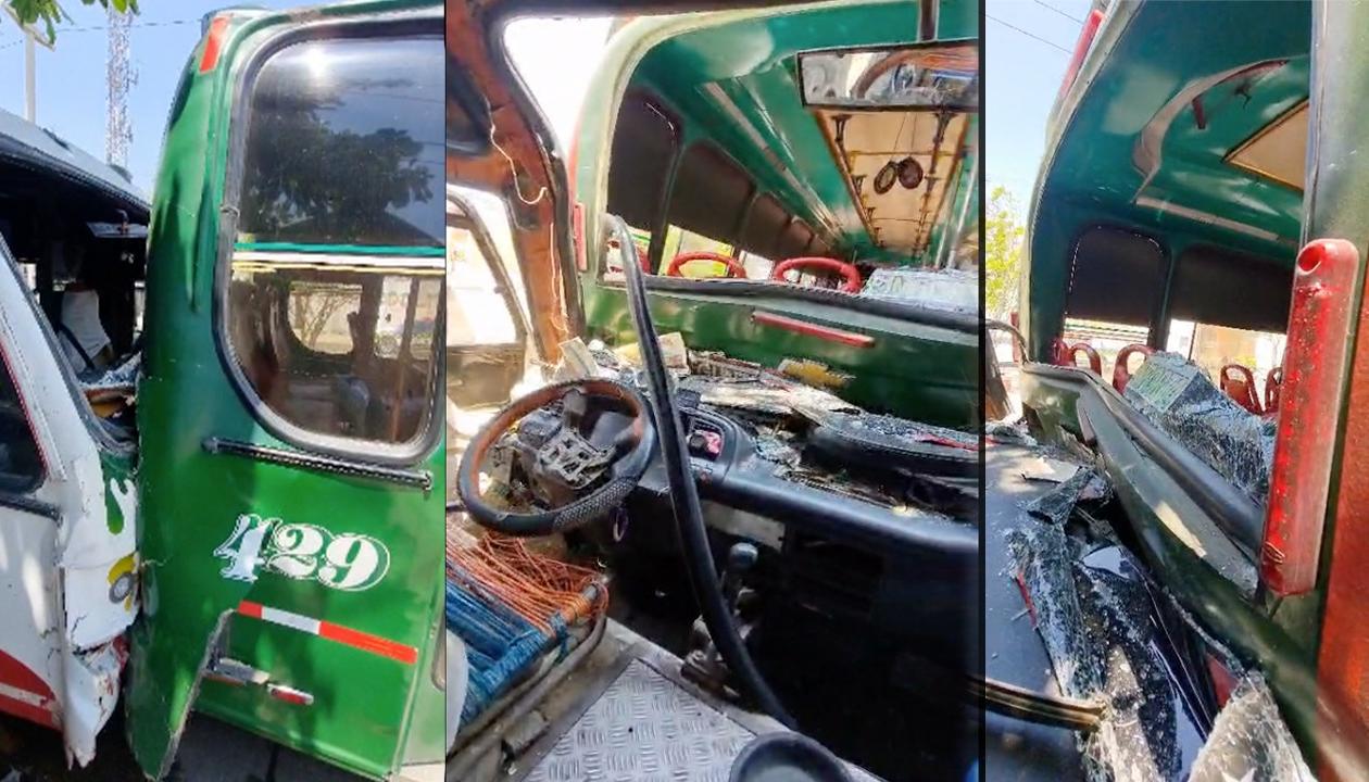 Los dos buses siniestrados y el estado en que quedaron
