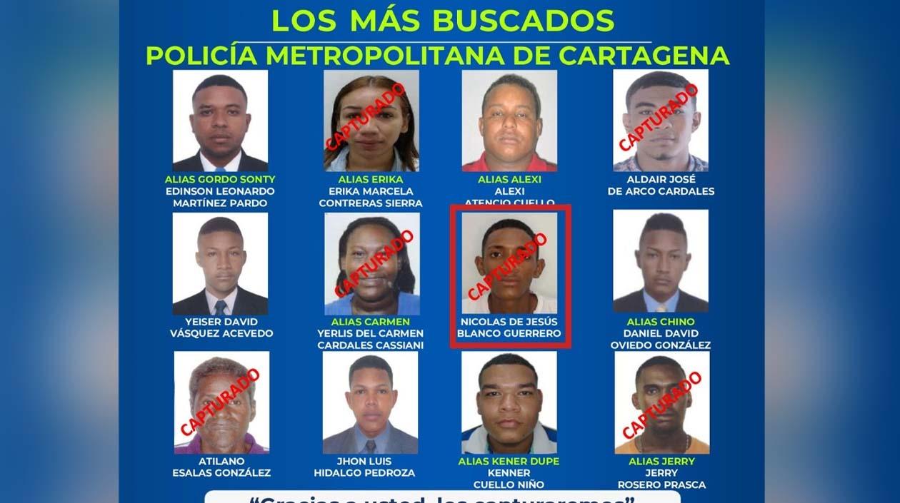 Cártel de los más buscados.