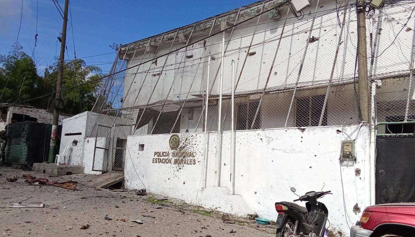 Así quedó la estación de Policía en Morales, Cauca.