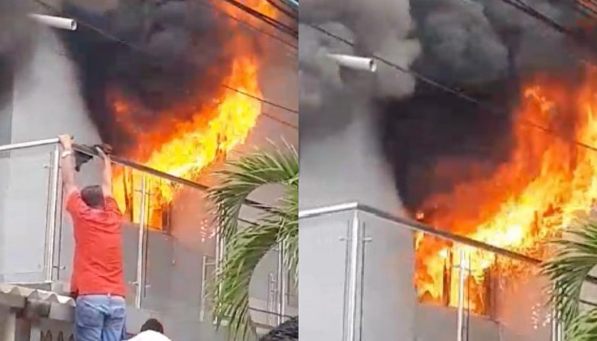 Dos máquinas de Bomberos atendieron la emergencia. 