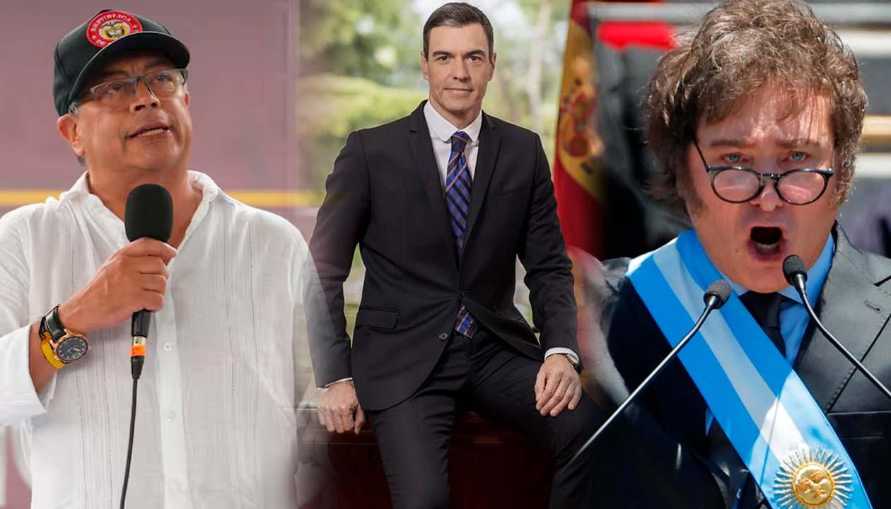 Gustavo Petro, Pedro Sánchez y Javier Milei