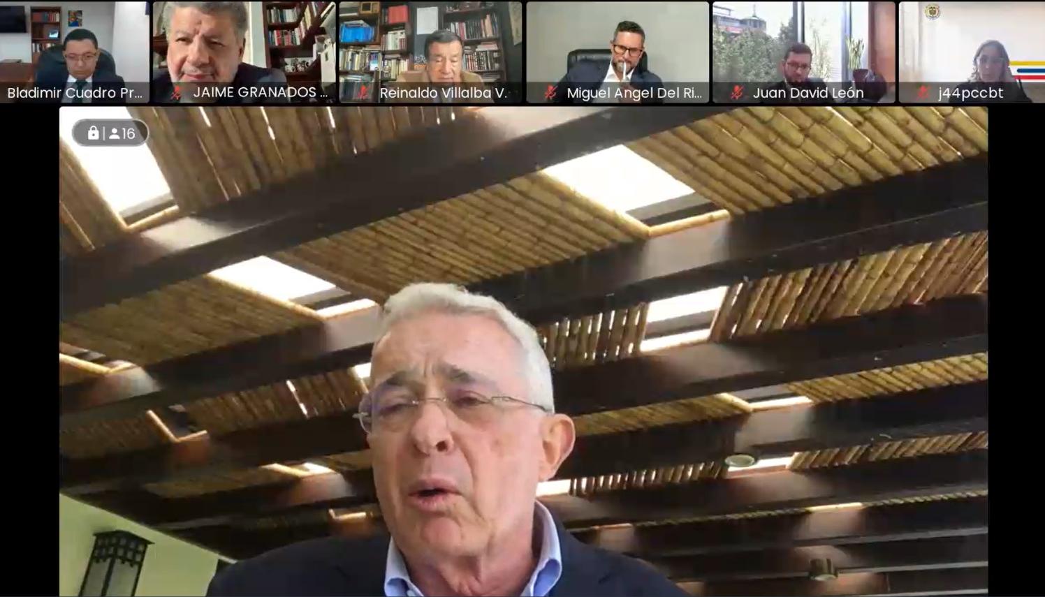 Álvaro Uribe durante la audiencia de hoy.