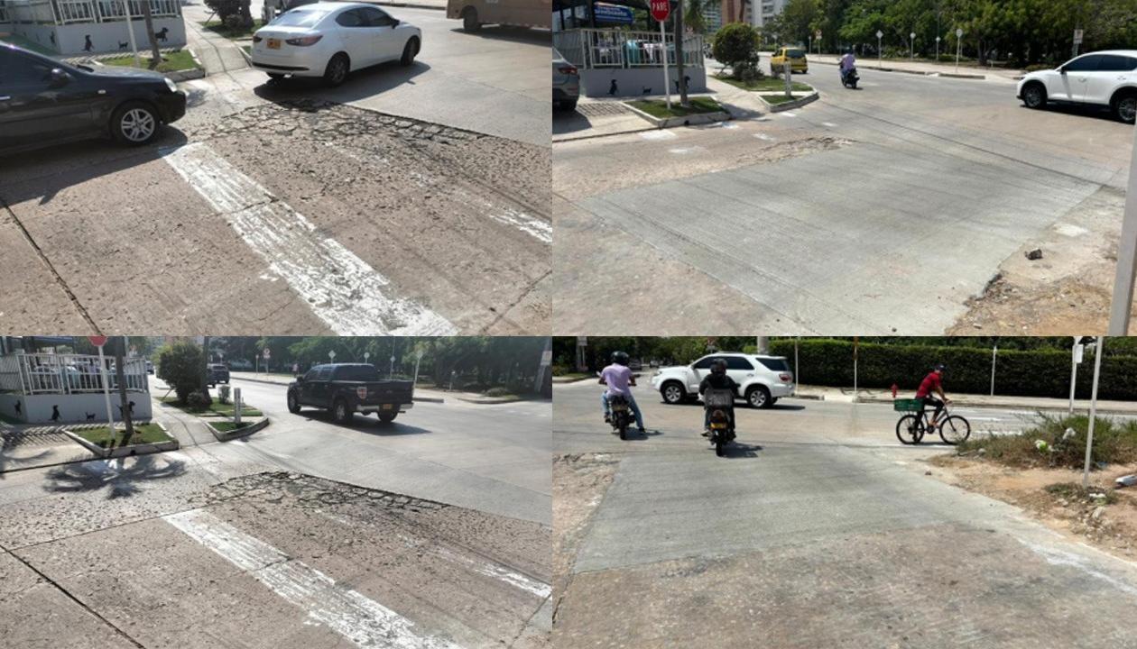 La carrera 64 con calle 98, barrio Riomar, antes y después de la 'Operación tapahuecos'