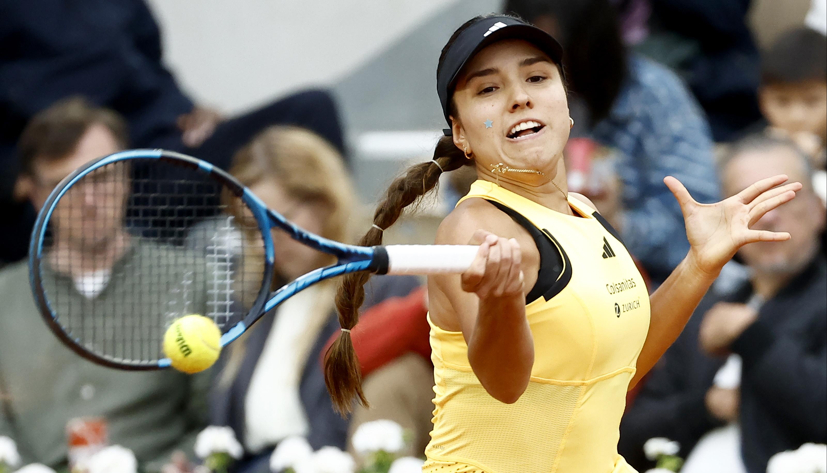 María Camila Osorio durante el juego contra la tunecina Ons Jabeur. 