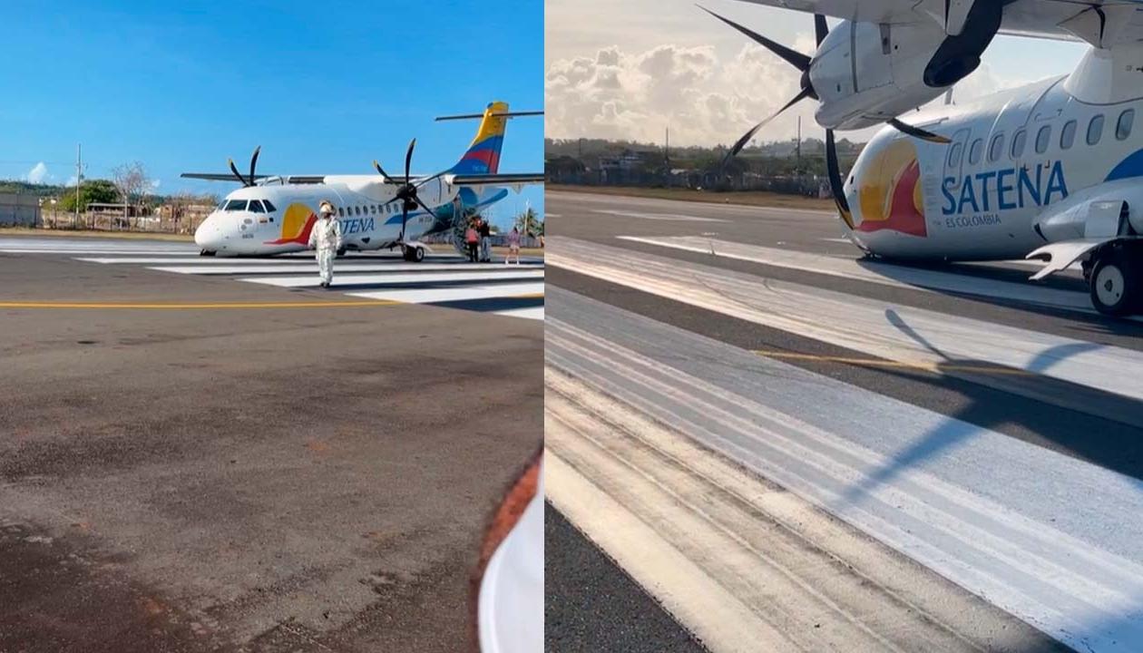 Así quedó aeronave, ATR-42 de Satena en el aeropuerto de San Andrés
