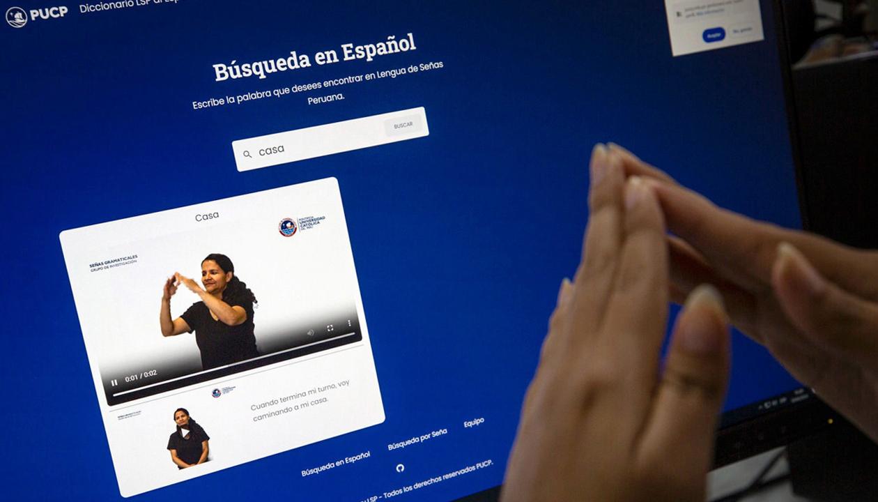 Diccionario traduce español en lengua de señas.