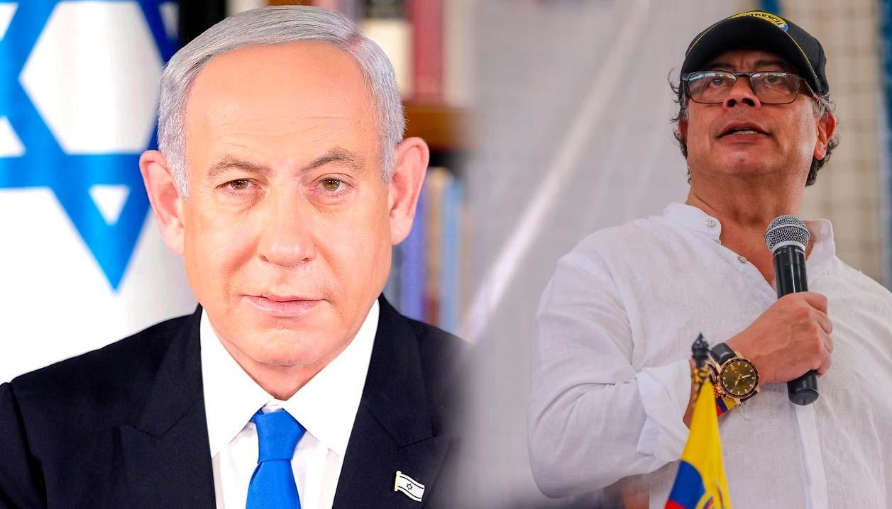 El primer ministro de Israel, Benjamín Netanyahu, y el presidente Gustavo Petro
