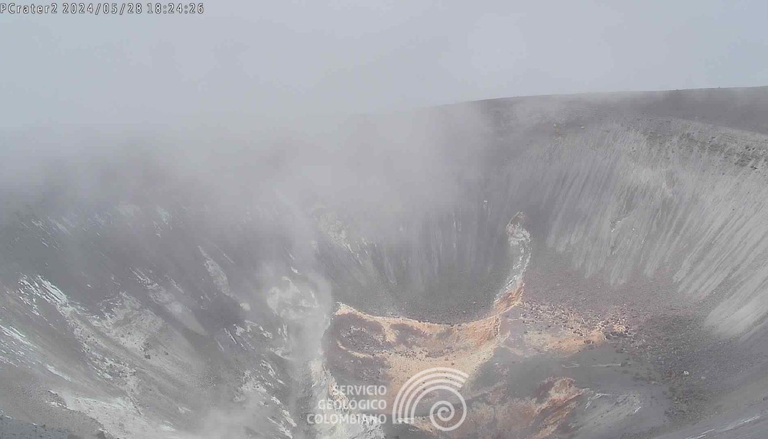 El volcán Puracé en la foto que compartió hoy miércoles el Servicio Geológico