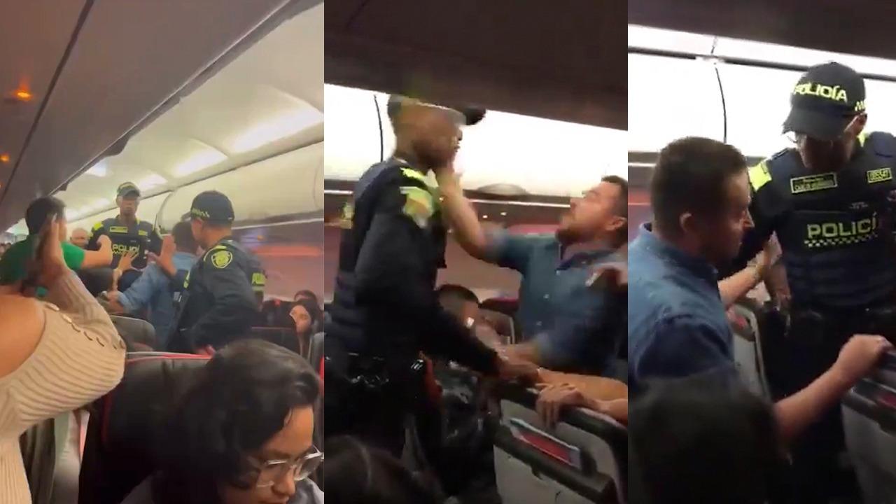 Los pasajeros estaban cantando y riendo en el pasillo del avión.
