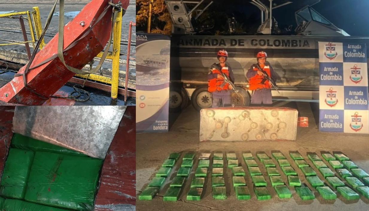 Cocaína incautada por la Armada Nacional. 