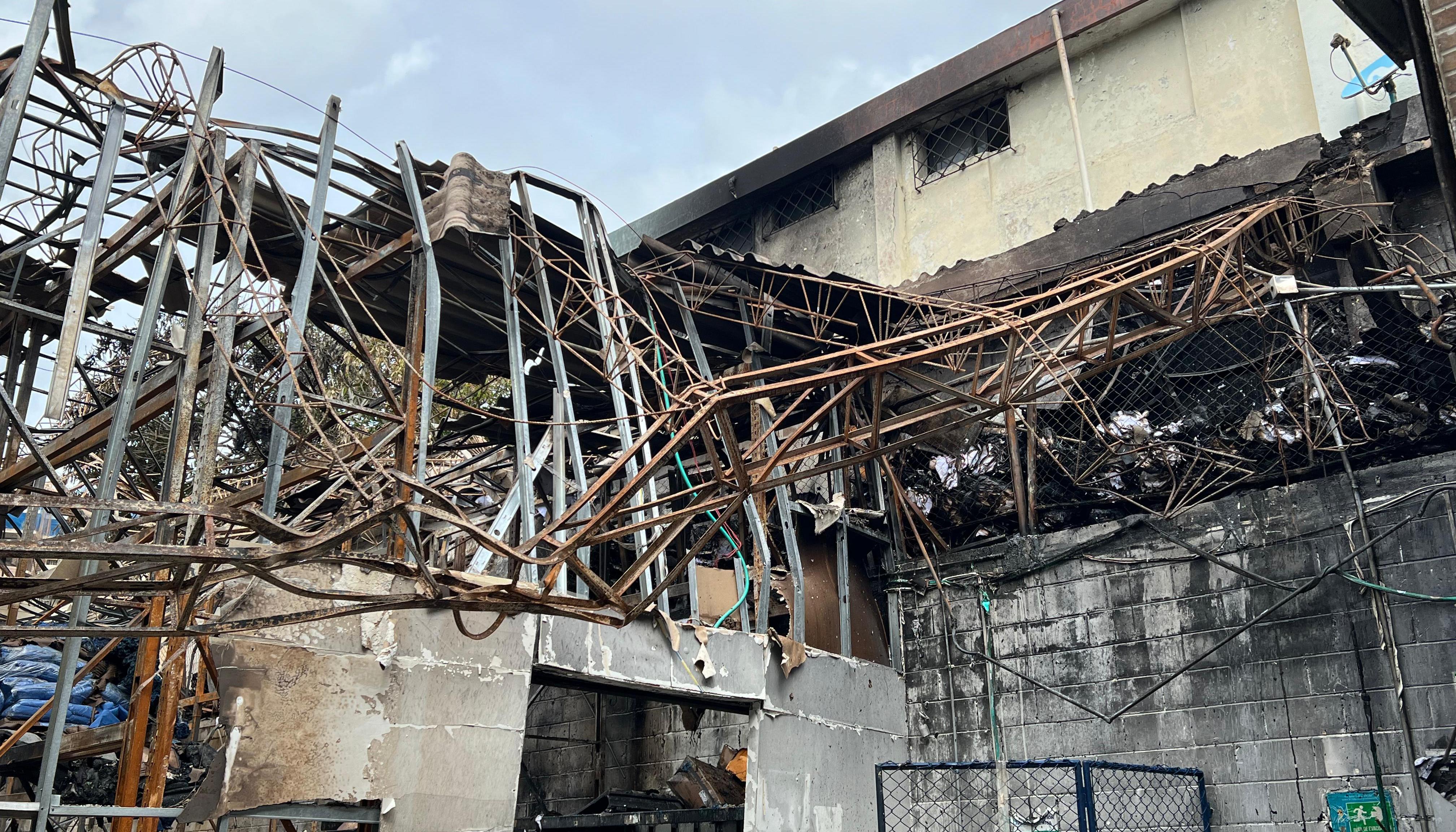 Así quedó la bodega tras el incendio.