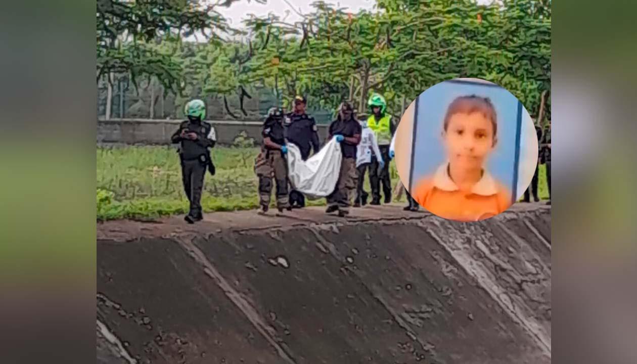 Las autoridades con el cuerpo del niño.