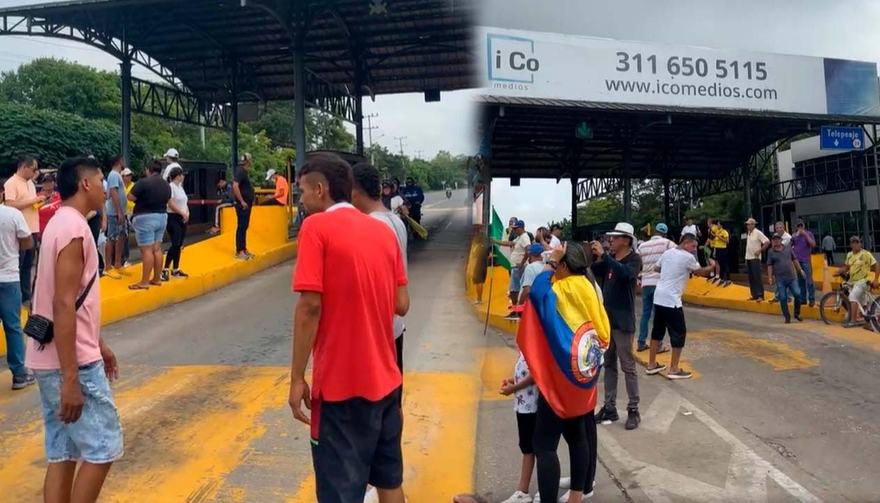 Protesta en el peaje de Sabanagrande. 