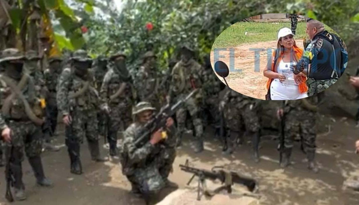 Rosa Villalba, con chaleco de Fuerza Ciudadana, y alias 'Camilo'.
