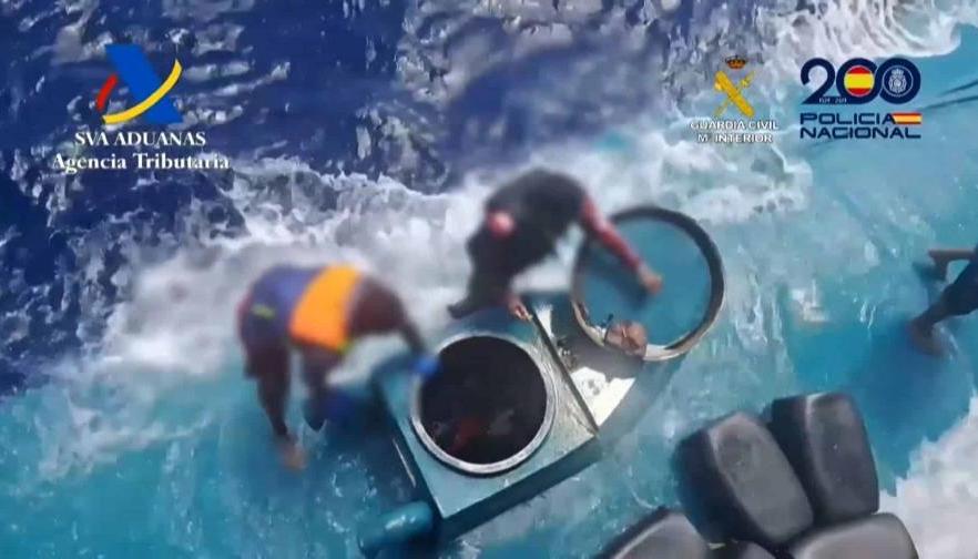 Submarino en donde se transportaban los colombianos con la droga. 