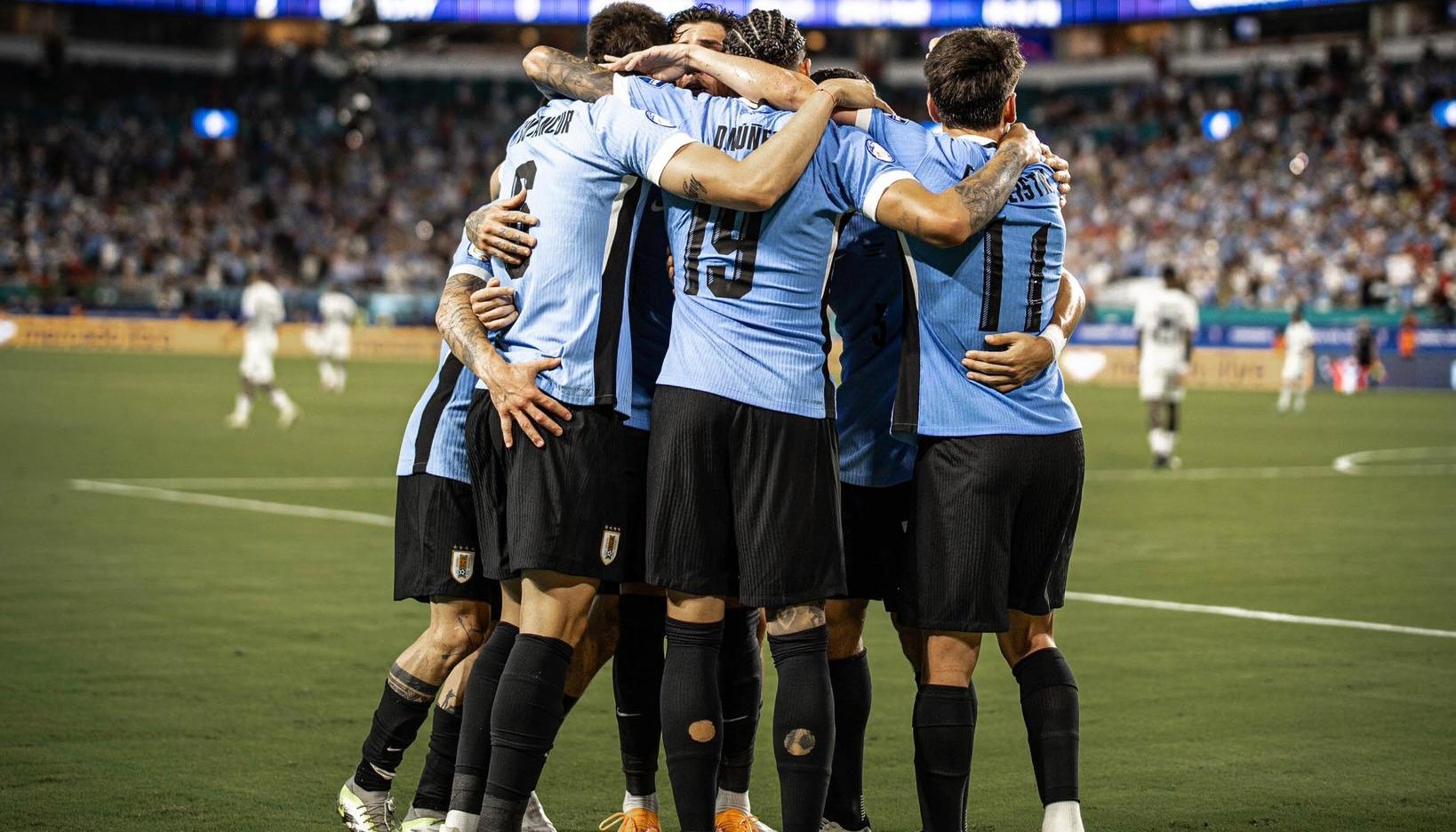La celebración de los jugadores uruguayos.