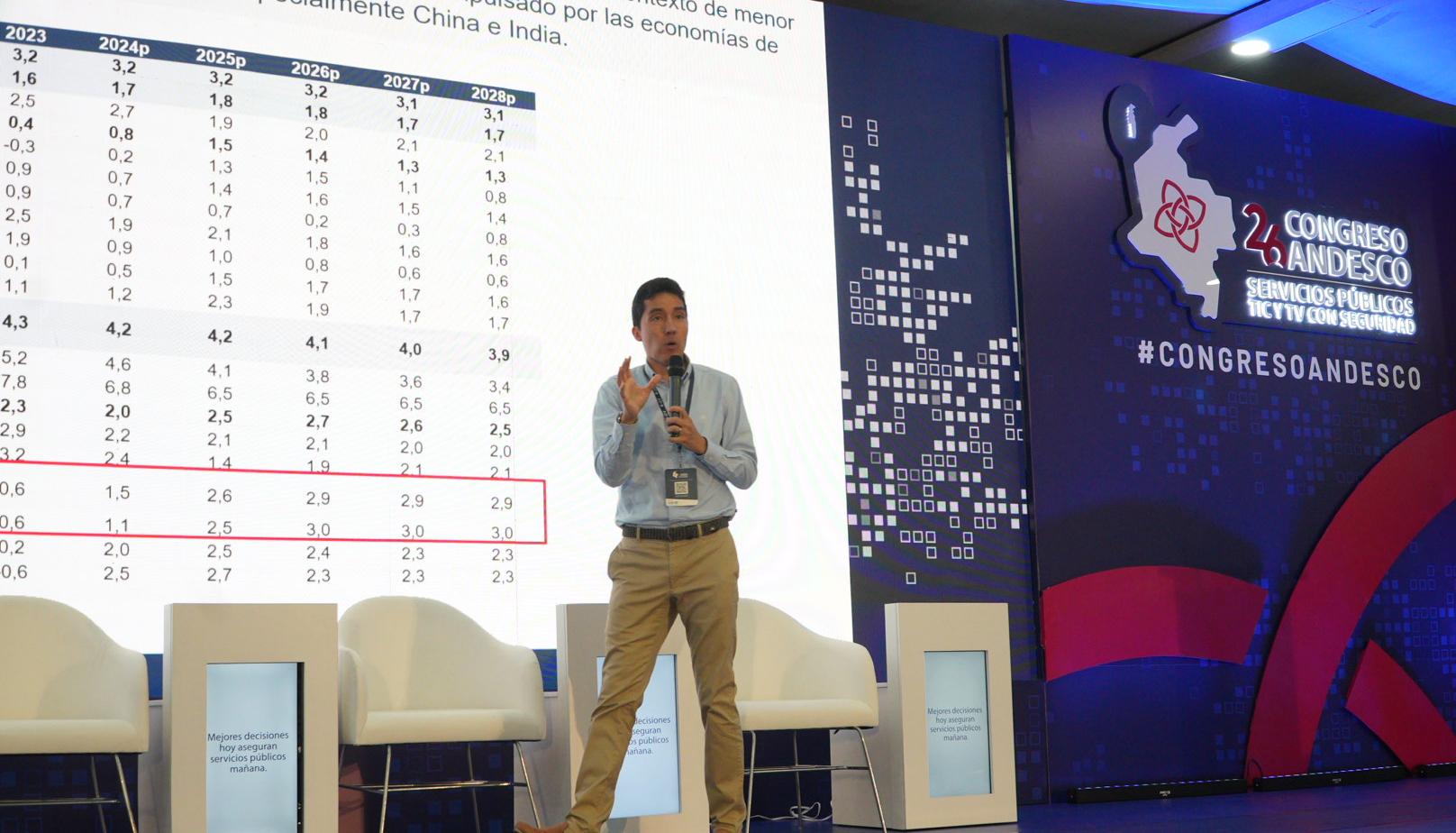 El director de Fedesarrollo, Luis Fernando Mejía, en su intervención en el Congreso de Andesco