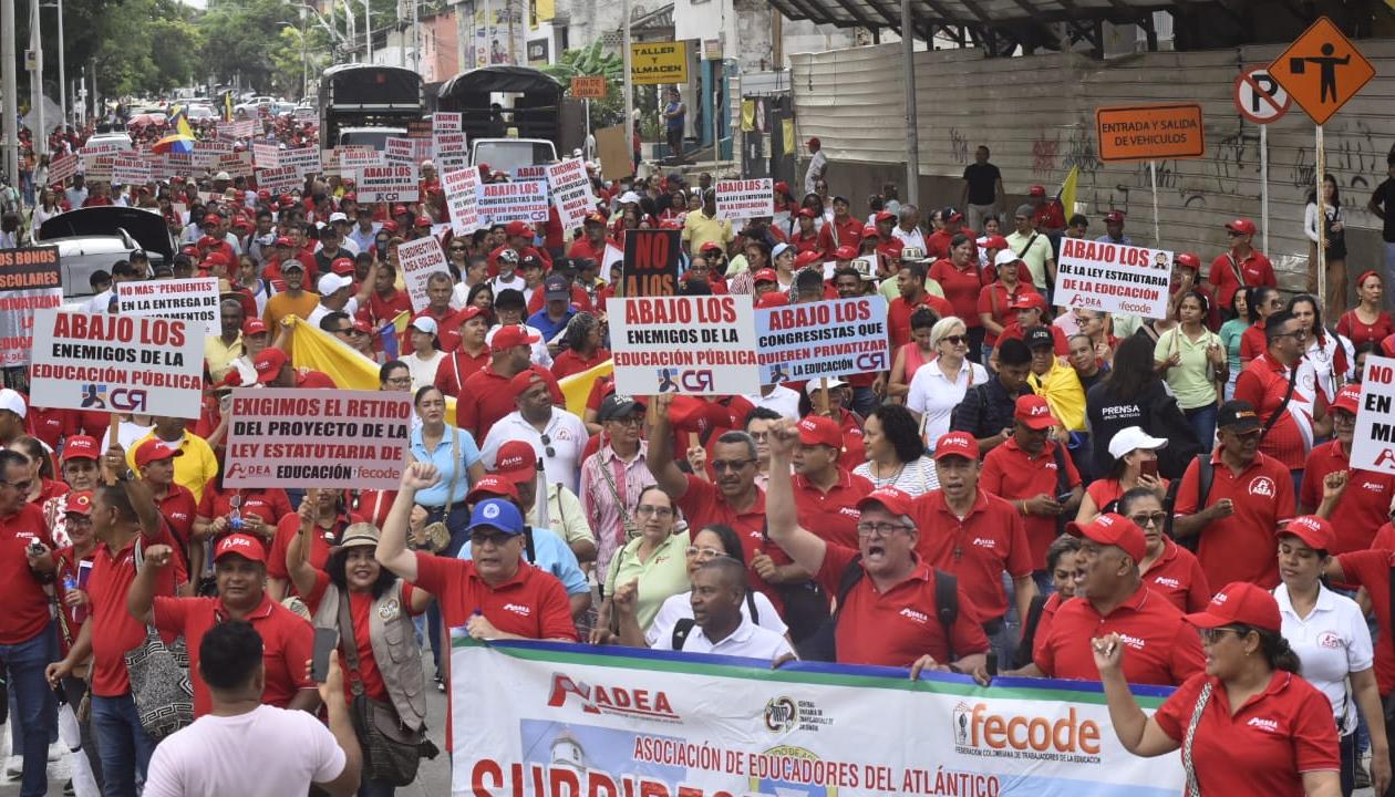 La marcha de Fecode de este miércoles en Barranquilla