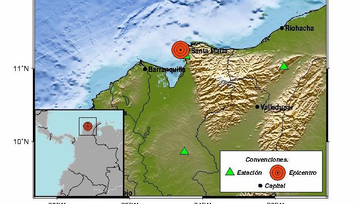 El temblor reportado con epicentro en el departamento del Magdalena