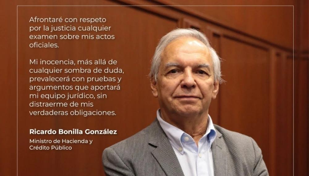 El pronunciamiento del Ministro de Hacienda, Ricardo Bonilla.