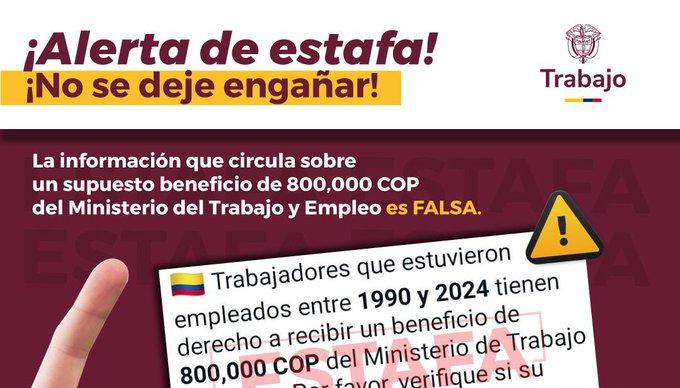 MinTrabajo alertó este lunes sobre la estafa. 