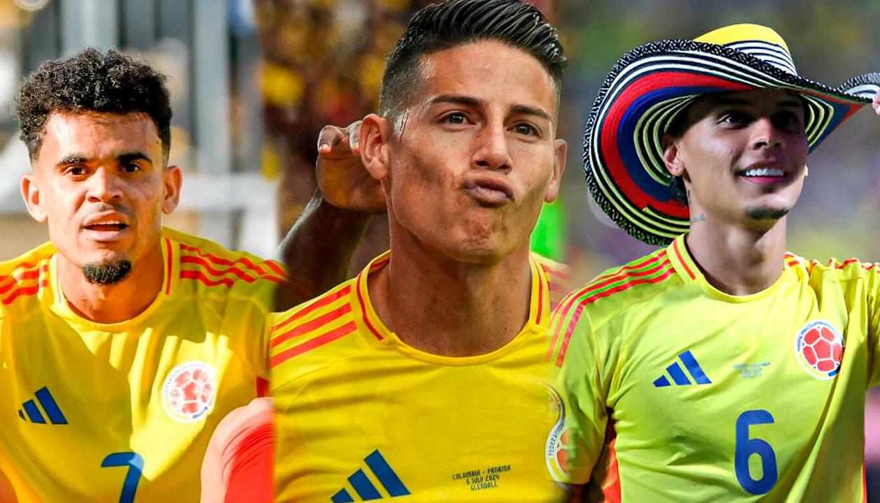 Luis Díaz, Richard Ríos y James Rodríguez, jugadores de la Selección Colombia.