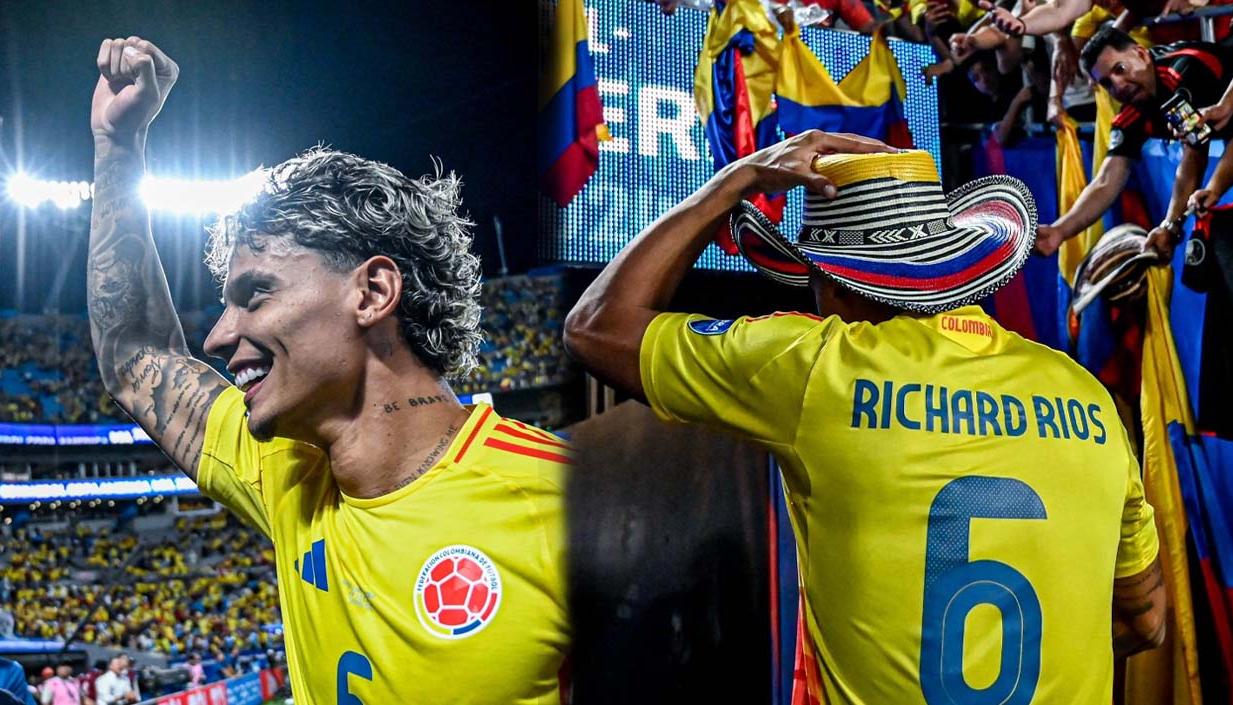 Richard Ríos luciendo el sombrero vueltiao. 