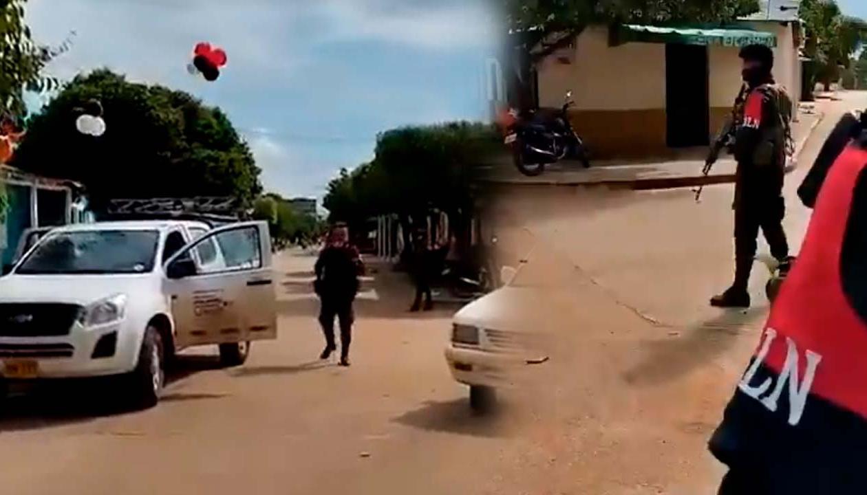 Los guerrilleros en la zona urbana de Pelaya. 