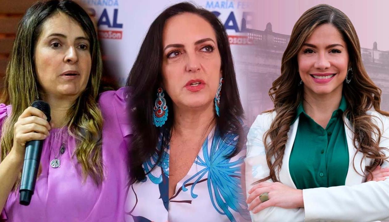 Las congresistas Paloma Valencia, María Fernanda Cabal y Cathy Juvinao. 