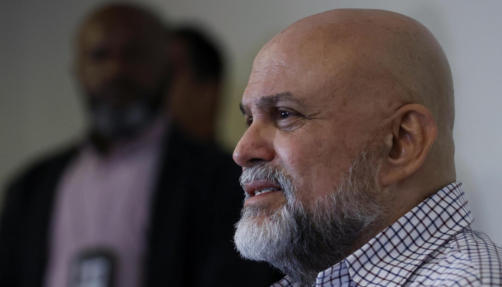 Mancuso en rueda de prensa tras su libertad.