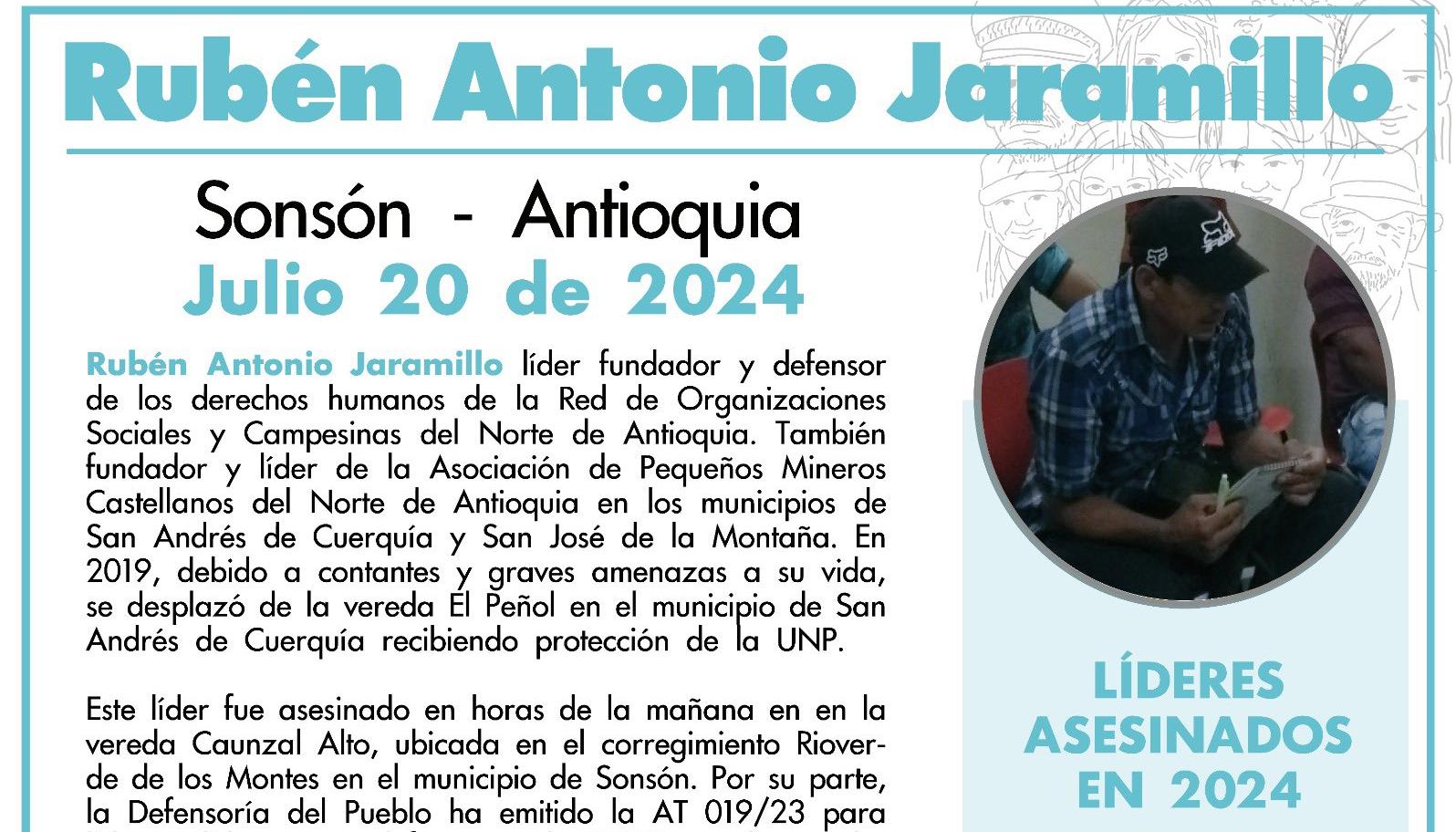 Rubén Antonio Jaramillo, líder social asesinado.