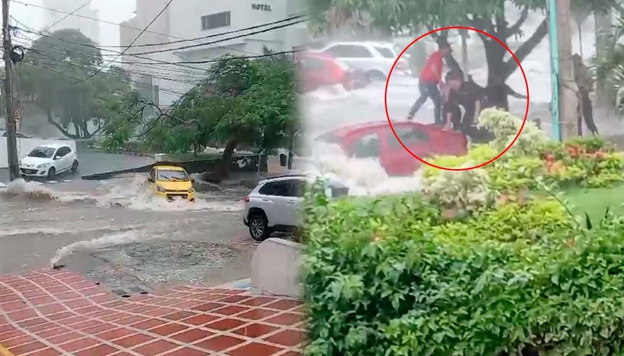 Imágenes de los vehículos y los rescatados.