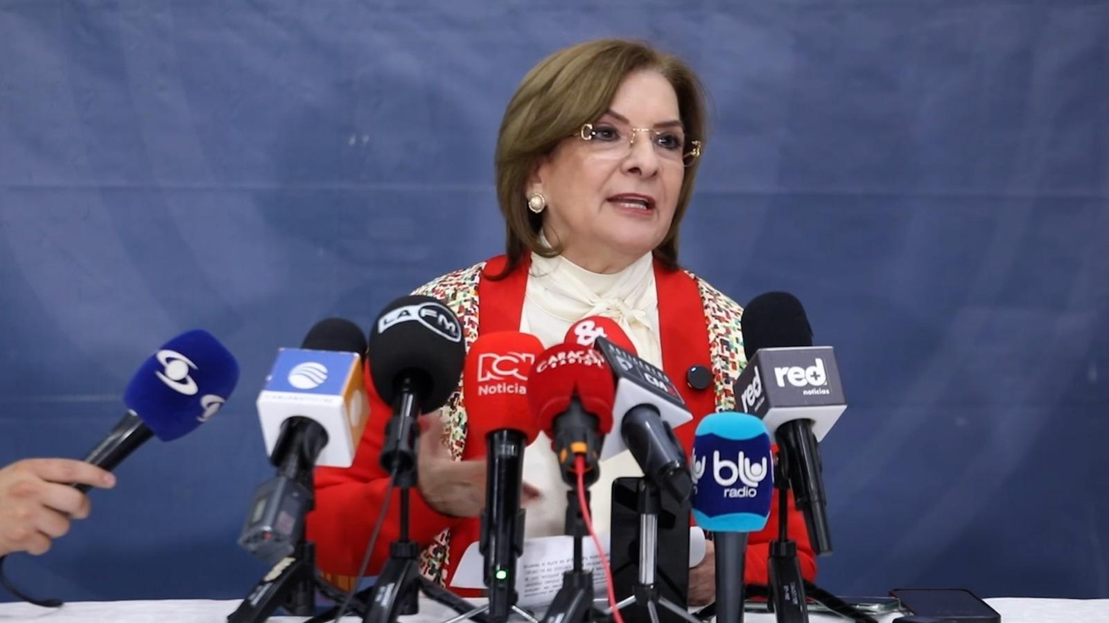 Margarita en rueda de prensa.