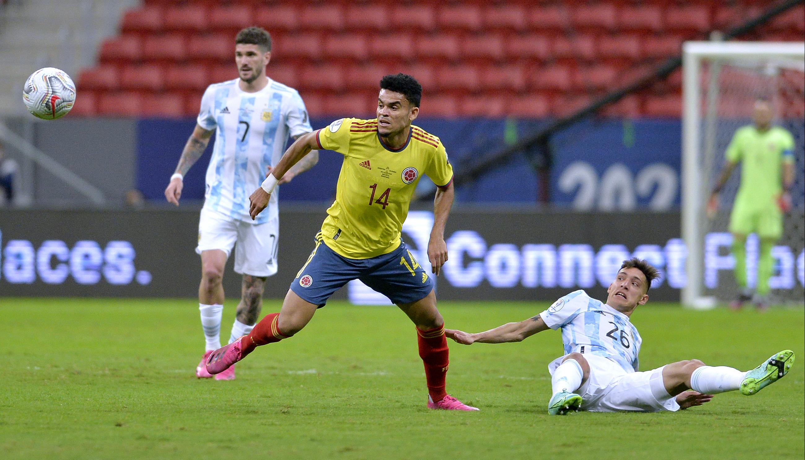 Luis Díaz en el partido contra Argentina en la Copa América de 2021.