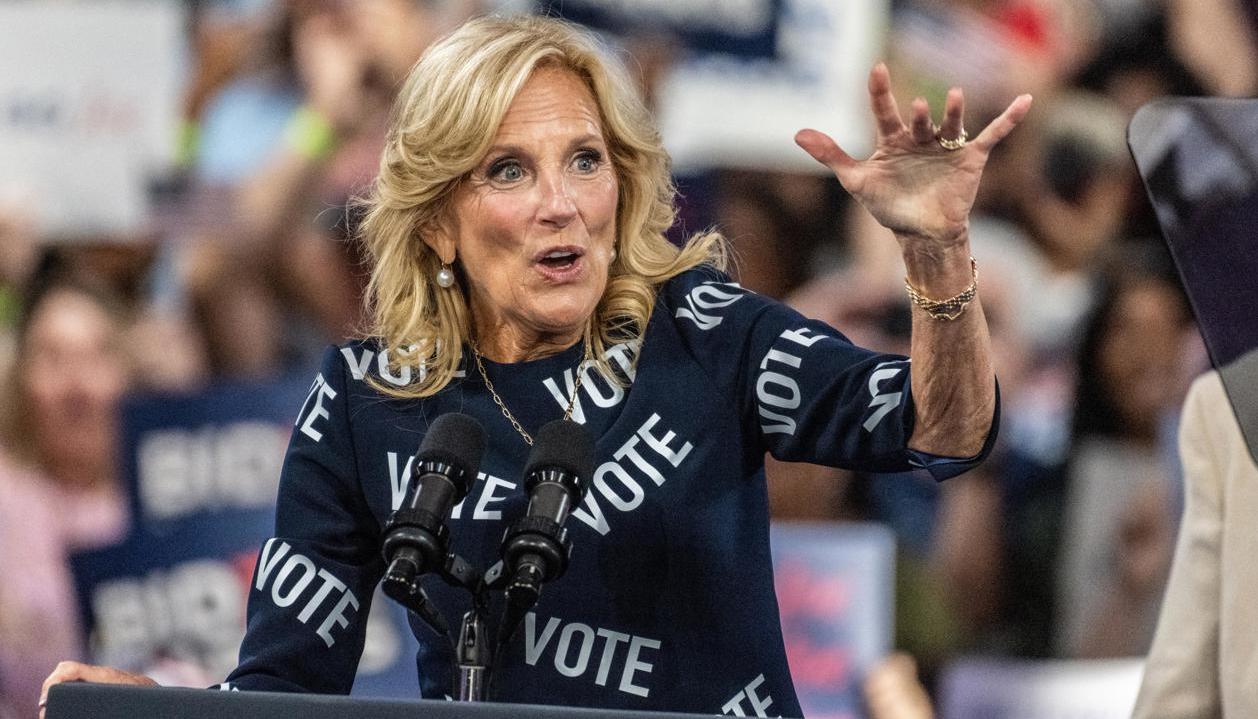 Jill Biden durante un evento de la campaña de su esposo en Carolina del Norte.