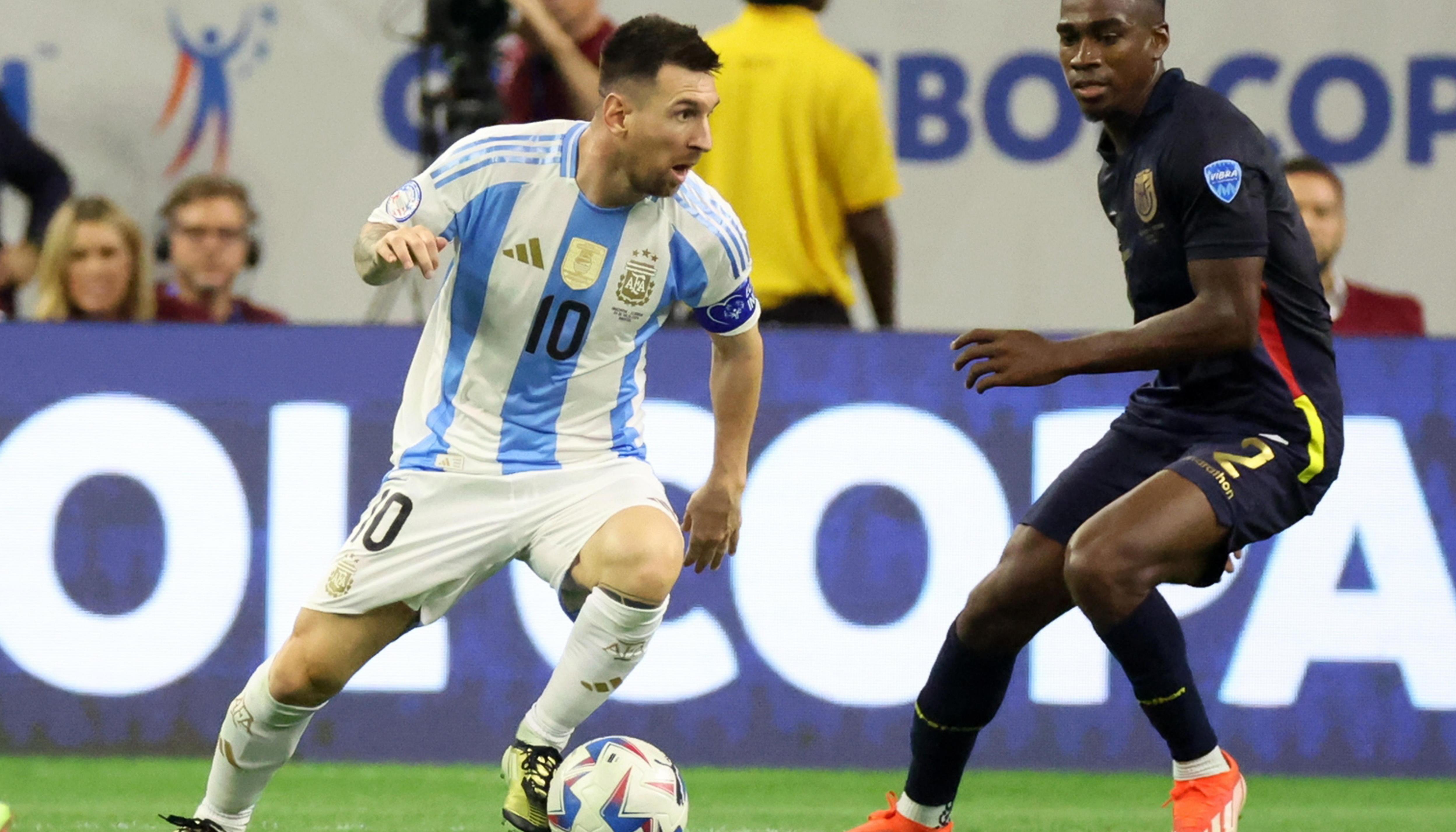 Lionel Messi durante el partido de cuartos de final contra Ecuador.